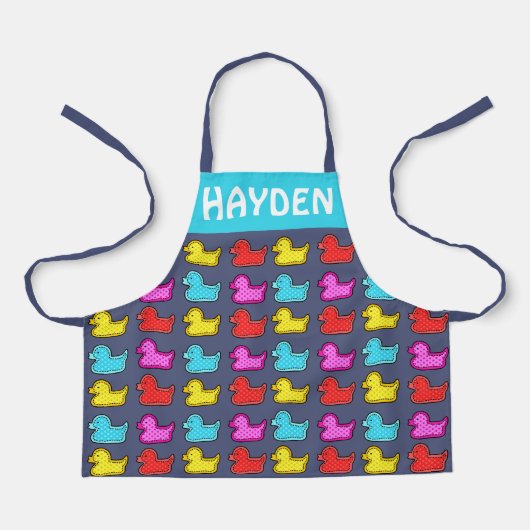 Tablier Colorful Dotty Duck Pattern Personalised  (Recto)