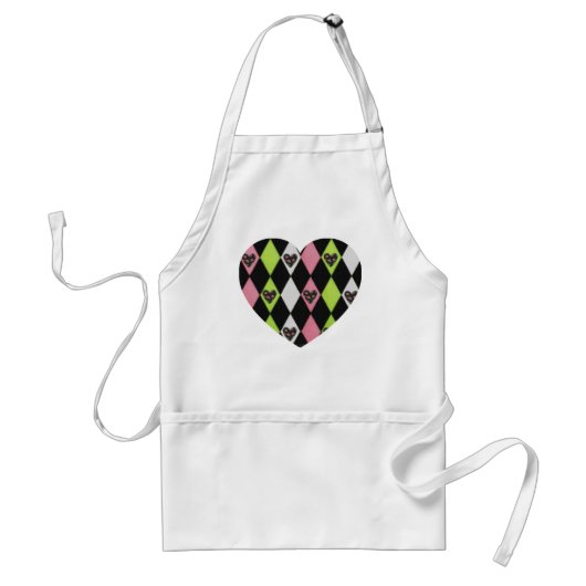 Tablier Colorful harlequin Print with Rose Hearts (Devant)