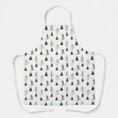 Tablier Colorful Watercolor Skiers Festive Holiday Pattern (Recto)