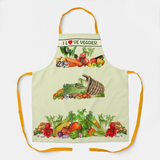 Tablier Colourful Vegetables I Love Vegetable Custom text (Recto)