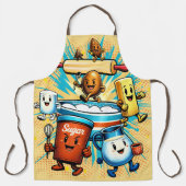 Tablier Comic book hippie baking ingredients cooking (Recto)