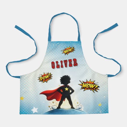 Tablier Comic Style Superhero Boy's Name (Recto)