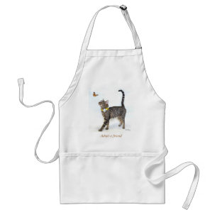 Tablier comportant Tabatha, le chat tigré
