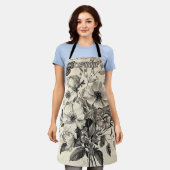 Tablier Composition florale antique - Papillon monochrome (Porté)