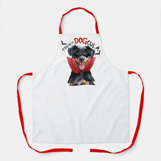 Tablier Comte DOGcula Beauceron Chien Drôle Halloween (Recto)