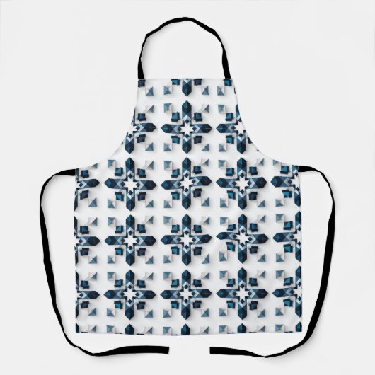 Tablier Conception Abstraite Géométrique en Bleu et Blanc (Recto)