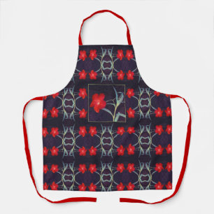 Tablier Conception avec des fleurs et des feuilles rouges