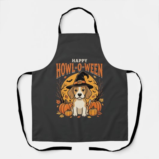 Tablier Conception de Beagle Halloween Howl-O-Ween Chien C (Recto)