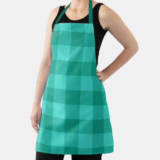 Tablier Conception de carreaux Gingham sarcelle et turquoi