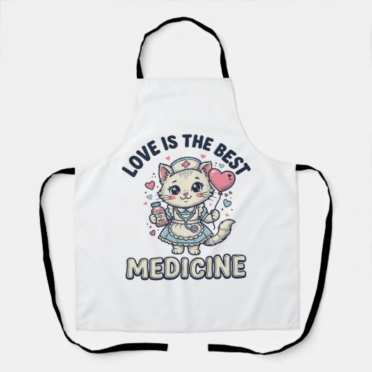Tablier Conception de chat infirmière mignonne L'amour est (Recto)