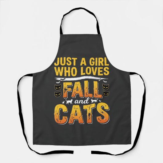 Tablier Conception de chats fille d'automne Halloween_1 (Recto)