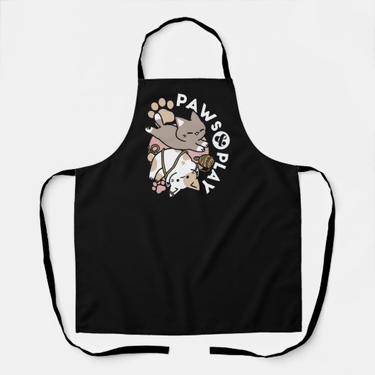 Tablier Conception de chats mignons et joueurs – Art de pa (Recto)