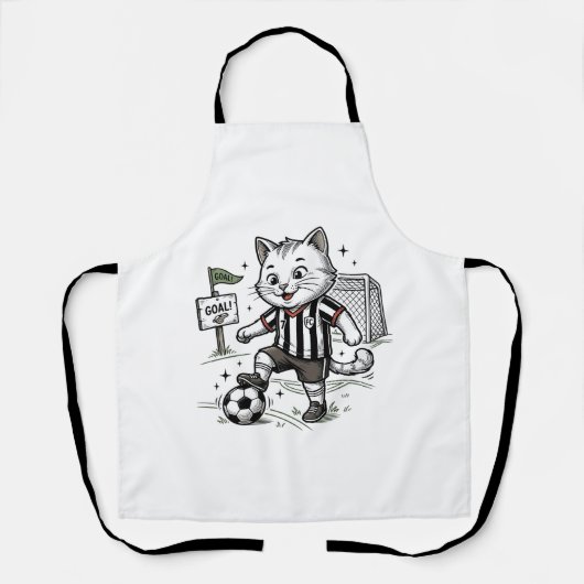 Tablier Conception de chemise de gravure de chat de footba (Recto)
