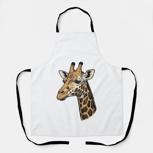 Tablier Conception de chemise de portrait de girafe gravur (Recto)