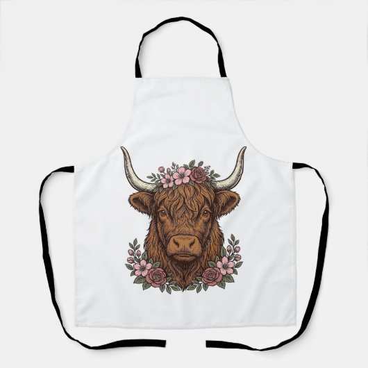 Tablier Conception de chemise vectorielle de vache highlan (Recto)