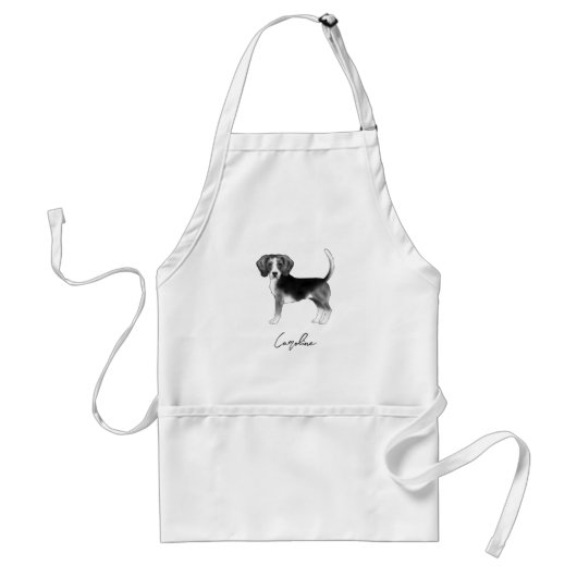 Tablier Conception de chien Beagle en noir et blanc avec n (Devant)