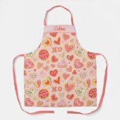 Tablier Conception de Coeur de Sucre Whimsical en rose (Recto)