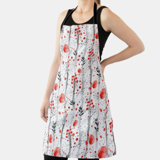 Tablier Conception de cottage rouge et vert hiver conforta