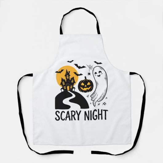 Tablier Conception de maison hantée Halloween de nuit effr (Recto)