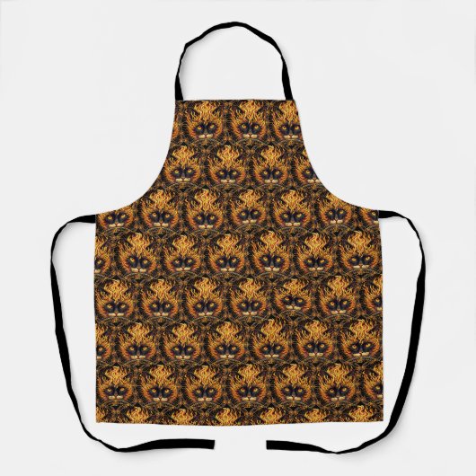 Tablier Conception de Mandala de chat de feu mystique (Recto)