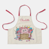 Tablier Conception de monstre de chaussette rose mignon et (Recto)