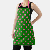 Tablier Conception de motif à pois rose sur fond vert (Insitu)