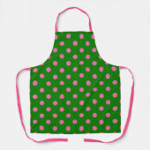 Tablier Conception de motif à pois rose sur fond vert (Recto)