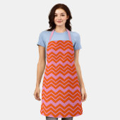Tablier Conception de motif chevron orange et rose (Porté)