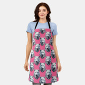 Tablier Conception de motif de tête de loup blanc rose (Porté)