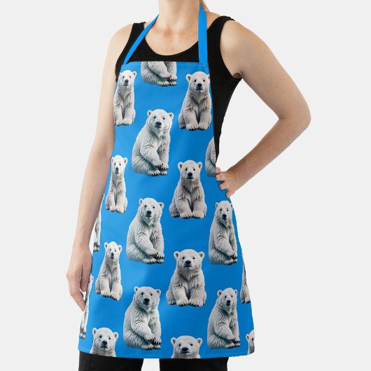 Tablier Conception de motif d'ours polaire bleu