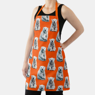Tablier Conception de motif d'ours polaire sur orange 