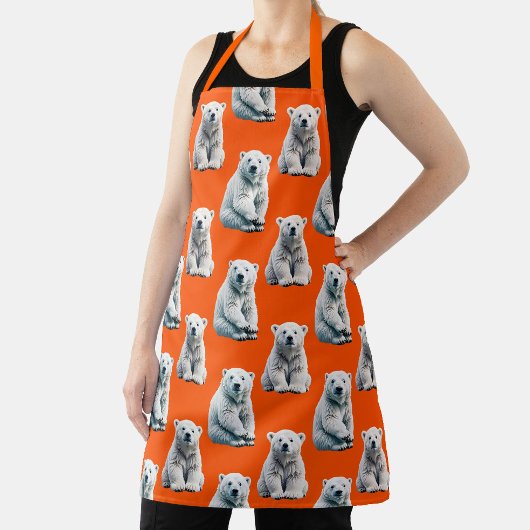 Tablier Conception de motif d'ours polaire sur orange