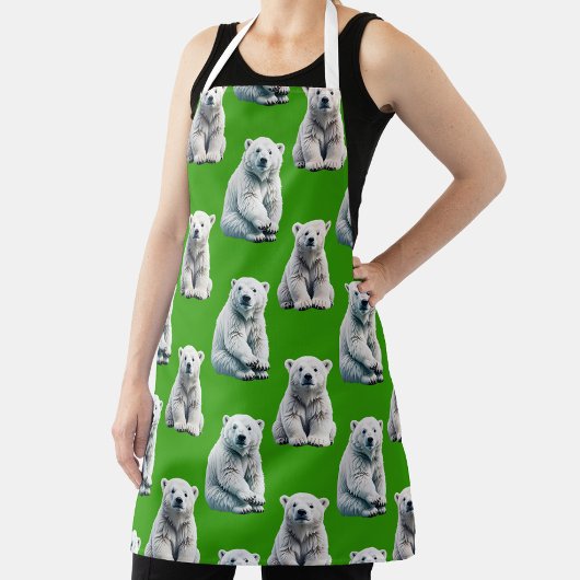 Tablier Conception de motif d'ours polaire vert