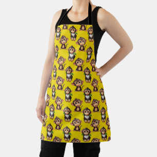 Tablier Conception de motif singe jaune