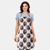 Tablier Conception de motif tête de tigre - Blanc (Porté)