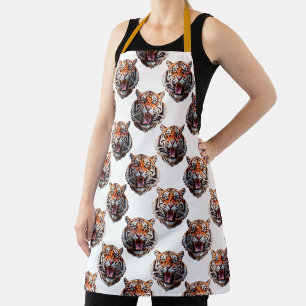 Tablier Conception de motif tête de tigre - Blanc