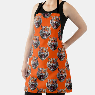 Tablier Conception de motif tête de tigre orange