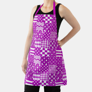 Tablier Conception de Patchwork Motifs mélangés violet bla