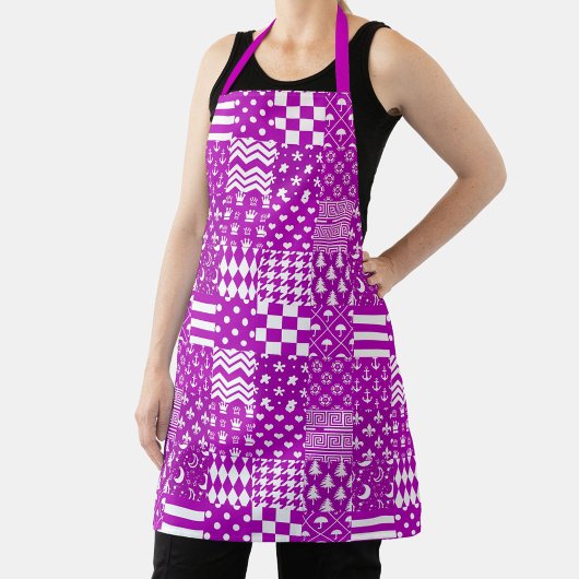 Tablier Conception de Patchwork Motifs mélangés violet bla