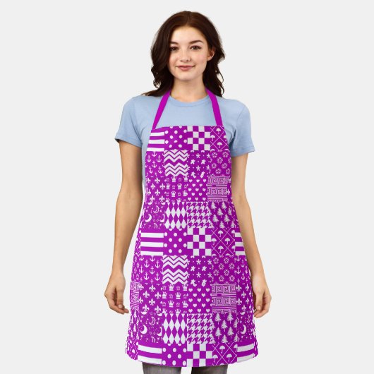 Tablier Conception de Patchwork Motifs mélangés violet bla (Porté)