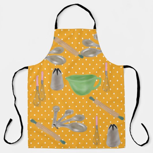Tablier Conception de points Polka Jaune avec articles de  (Recto)