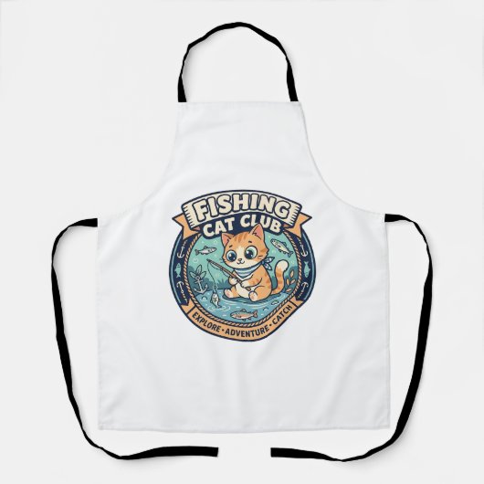 Tablier Conception de T-shirt de chat de pêche - Chat de p (Recto)