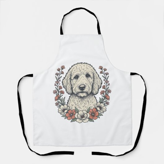 Tablier Conception de T-Shirt de Portrait de Chien Bouclé (Recto)