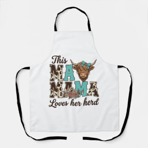 Tablier Conception de t-shirt de vache des Highlands Maman