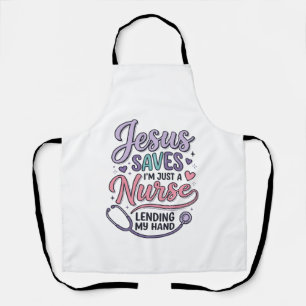 Tablier Conception de t-shirt Jésus Sauve l'infirmière Foi