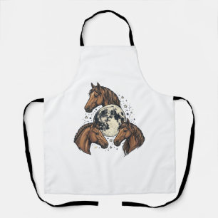 Tablier Conception de T-Shirt Vectoriel Cheval Lune Gravée
