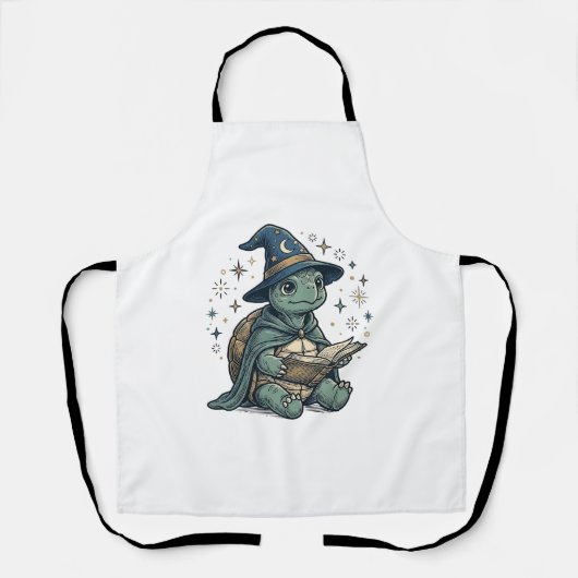 Tablier Conception de vecteur de magicien de tortue mignon (Recto)