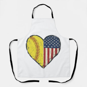 Tablier Conception de vecteur vintage de coeur de softball
