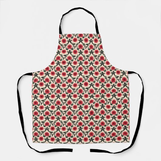 Tablier Conception florale avec des fleurs rouges et des f (Recto)