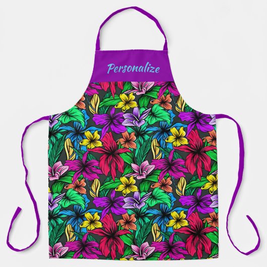 Tablier Conception florale de fleurs d'hibiscus tropical d (Recto)